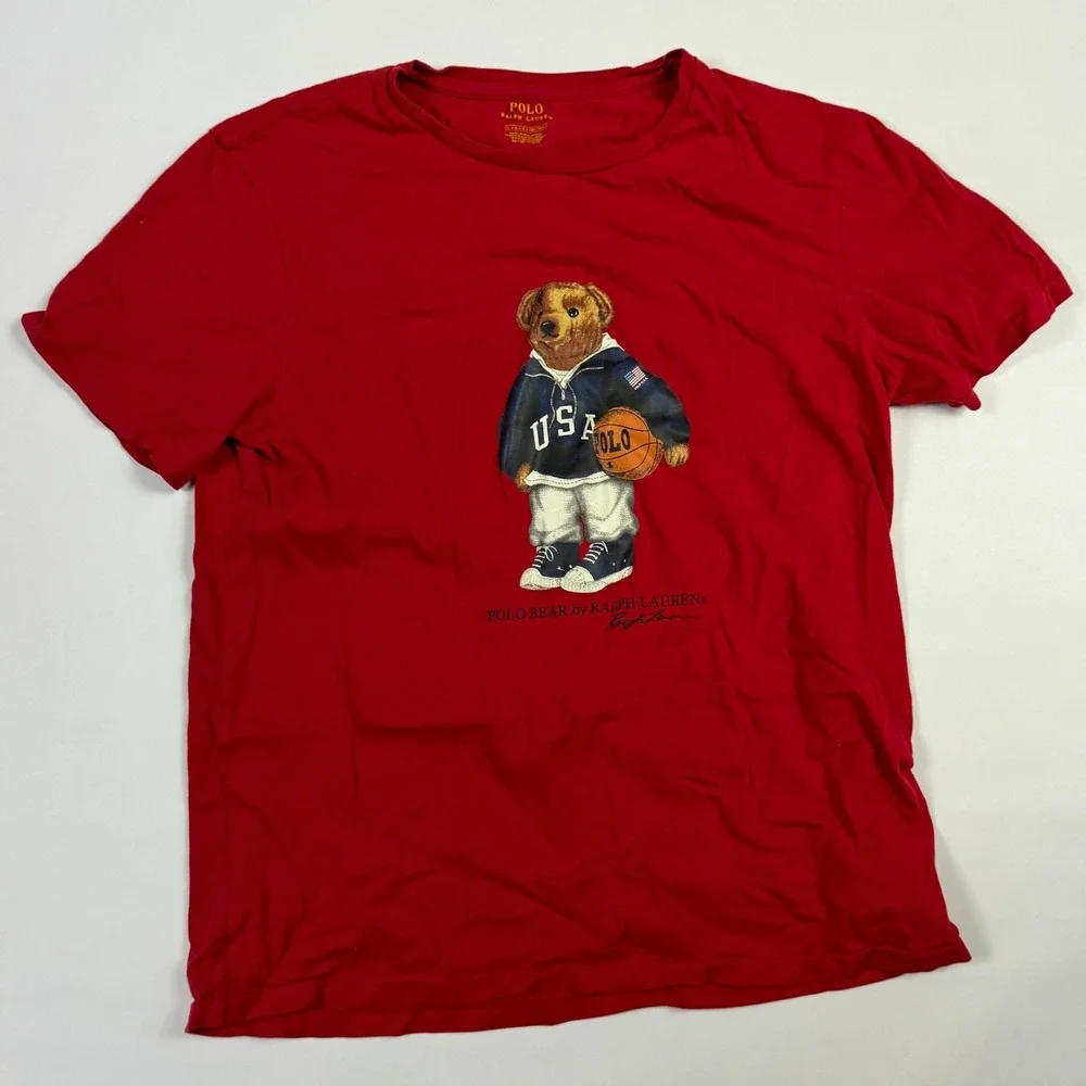 Polo Ralph Lauren Polo Bear USA Basketball Red T-Shirt Womens Large / Mens M